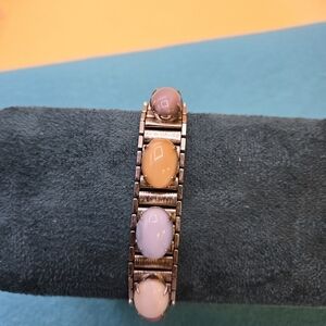 Vintage Sarah Coventry Multi-color Oval Cabachons Bracelet